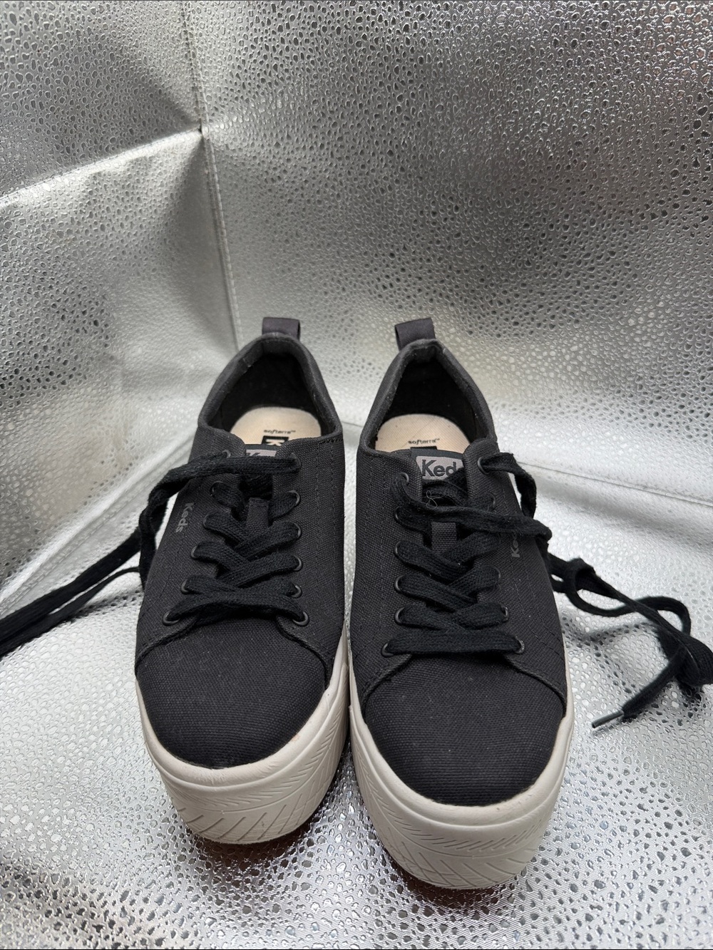 Keds Skylar Black Canvas Platform Lace-Up Sneakers